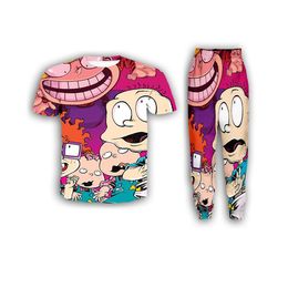 New Fashion Women/Mens Cartoon Rugrats in Paris Funny 3d Print T-Shirt/Jogger Pants/Casusal Tracksuit Sets K12