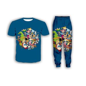 Nouvelle mode femmes/hommes dessin animé Razmoket à Paris drôle impression 3d T-Shirt/pantalon de jogging/ensembles de survêtement décontractés K13