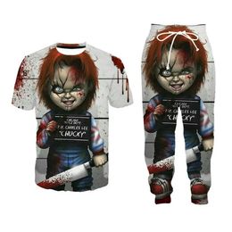 Nieuwe mode Women /Mens Chuky Funny 3D Print T-Shirt /Jogger Pants Casusal tracksuit sets