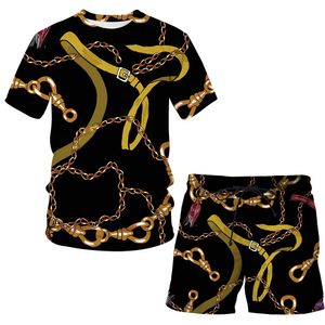 Nieuwe Mode Vrouwen/Heren Ijzeren Ketting Grappige 3d Print T-Shirt/Jogger Shorts Casusal Trainingspak Sets S-7XL 006