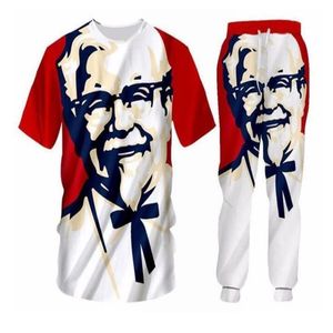 Nieuwe Mode Vrouwen Heren KFC Oude Man Grappige 3d Print T-Shirt Jogger Broek Casusal Trainingspak Sets237S