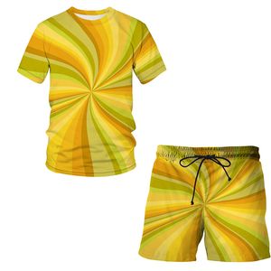 Nouvelle mode femmes/hommes Vortex drôle impression 3d T-Shirt/short de jogging ensembles de survêtement décontractés S-7XL 014