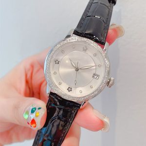 Nouvelle mode montre pour femme 35 mm 316 boîtier en acier inoxydable bracelet en cuir mouvement mécanique miroir en cristal de saphir anti-rayures étanche diamant montre de créateur