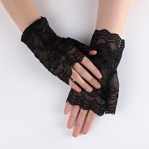 NOUVEAU MODE FEMMES COURT Dentelle Bridal Bridal Gants Sunblock Opera Soirée Gants de mariage Elegant Tea Prom Cosplay Guantes de Novia