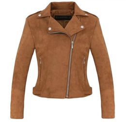 NOUVEAU FACE FEMMES SUEDE DÉDED MOTORCYLE SLIM BRORN FULL BIND AUTOPE SOIL TOX CHEMINE FEMME VESTE FEMME CUIR EPAULET ZIPPER1422285