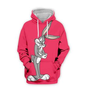 Nieuwe mode damesmannen Harajuku Style Cartoon Bugs Bunny Casual 3D geprinte sweatshirts Hoodies unisex Sportwear jas R01298996909
