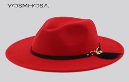 Nova moda feminina chapéu fedora preto chapéu bowler masculino outono inverno feltro aba larga jazz fedora para mulher gota wh7017137088