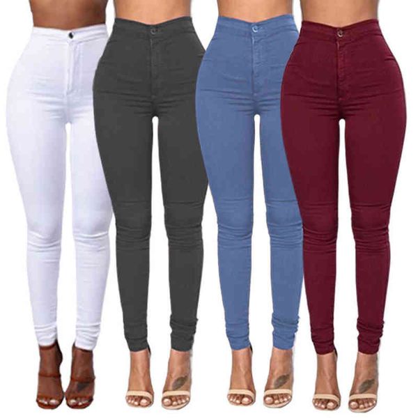 Nouveau Mode Femmes Dames Crayon Stretch Look Décontracté Denim Pantalon Maigre Taille Haute Pantalon Y220311