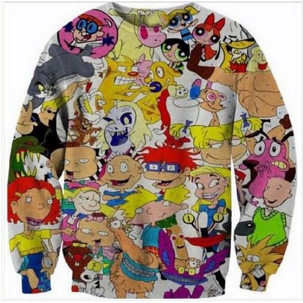 Nueva moda para mujer/hombre dibujos animados Rugrats 90's divertido 3D estampado cuello redondo sudadera Jumper mujer/hombre ropa de moda AABB018