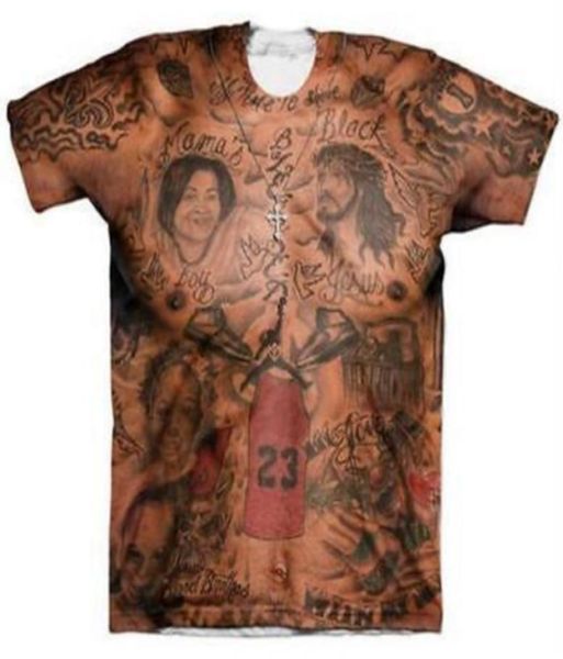 Nueva camiseta informal con estampado 3D divertido de tatuajes JR Smith para mujer y hombre T0295090796