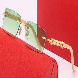 Nouvelle mode bois corne de buffle style2053 lunettes de soleil de couleur mixte cadre en alliage de titane hommes femmes de qualité supérieure lentille de protection UV400 Co246T