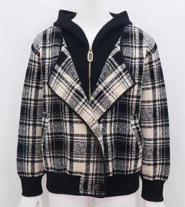 Nouvelle Mode Veste En Laine Col À Capuche Vestes À Carreaux femme Décontracté Mode Automne Hiver Vêtements Coupe Large Manteau