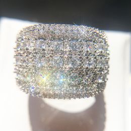 Mode Zirkoon Heren Diamanten Ring Hoge Kwaliteit Verlovingsringen Voor Vrouwen Zilveren Trouwring Sieraden