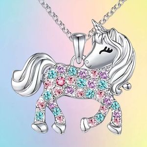 Nieuwe modieuze en schattige pony Unicorn ketting sieraden