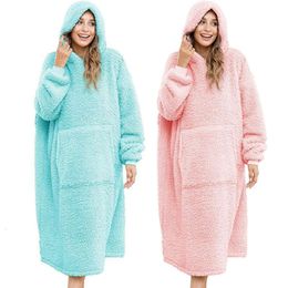 Nouveau pull à capuche paresseux à la mode pour les vêtements de femmes européens et américains, sherpa double toison