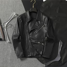 Nouvelles vestes en cuir à la mode et vêtements en cuir pour hommes, vêtements de moto à col debout en automne et en hiver M-3XL