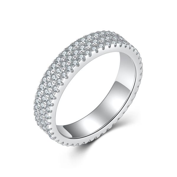 Nouvelle bague en diamant entièrement en zircon de luxe à la mode avec bijoux European et américain personnalisé S925 Pure Silver Star Ring Jewelry