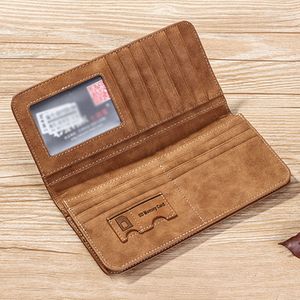 Nuevos hombres de moda de cuero ID Credit Multi-card Holder Clutch Coin Monedero largo Retro Slim Vintage Frosted Wallet Pockets