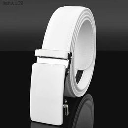 Nouveau à la mode blanc hommes ceintures automatique alliage boucle mâle ceinture véritable peau de vache cuir Golf ceinture grande taille 130cm L230704