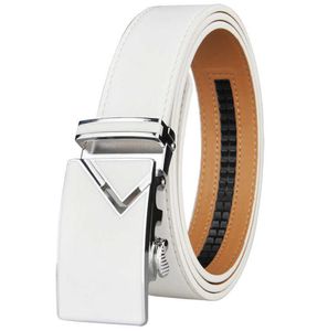 Nouveau à la mode blanc hommes ceintures automatique en alliage boucle mâle ceinture véritable peau de vache en cuir Golf ceinture grande taille 130 cm X07267803593