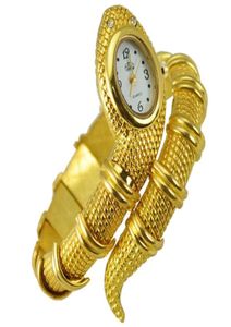 Nuevas mujeres de moda Damas Damas en forma de serpiente Adornos de brazalete Movimiento de cuarzo Reloj Relogio Feminino Gold5259815