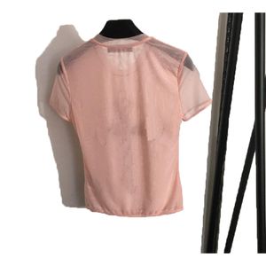 New Fashions designer femmes t-shirt haut de gamme en dentelle translucide femmes sexy top évider strass classiques à manches courtes gilet d'été mode de luxe