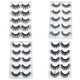 Nieuwe Faux 3D Mink Eyelashes Dikke Lange 5pairs Valse Wimpers Wimper Extension Makeup 3D Mink Washes Full Stripe Crordcross Oog wimpers