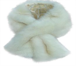 Nuevo Faux Fox Fur Bridal Shawl Fur Stick Wraps Matrimonio Shrug Coat Novia Invierno Boda Fiesta Boleros Chaqueta Capa Borgoña Negro W9529305