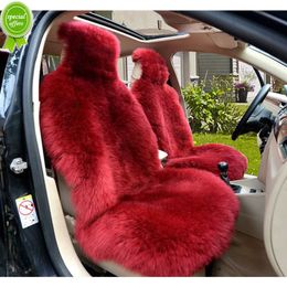 Nuevas fundas de piel sintética para asiento de coche rojo Universal Auto capa Interior cómodo lujo invierno cálido piel Artificial cojín de asiento de coche