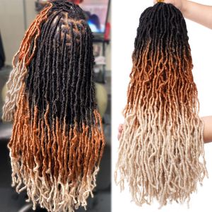 Nouveaux Faux Locs Cheveux En Détresse Déesse Locs Crochet Tresses 3 Tons Désordre Doux Locs Tressage Cheveux Synthétiques Bouclés Ondulés Locs Extensions De Cheveux