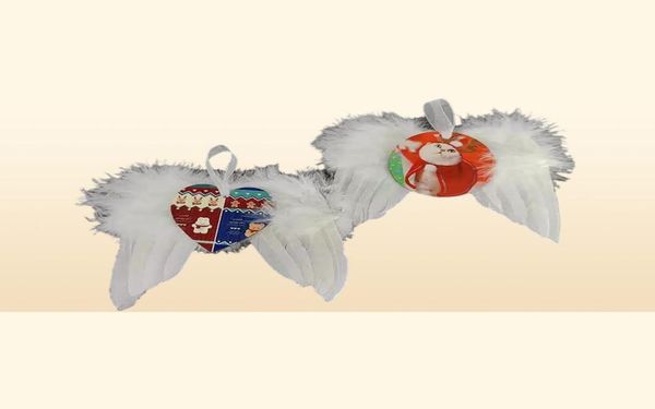 Nuevo Adorno de sublimación de alas de plumas, sublimación de Navidad de madera en blanco, alas de ángel Z117048119