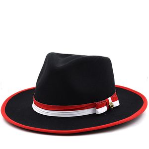 Nouveau feutre casquette hommes à la mode chapeau haut de forme classique Gentleman rétro femmes fausse laine Fedora chapeau Vintage Gangster Trilby élégant Jazz casquettes