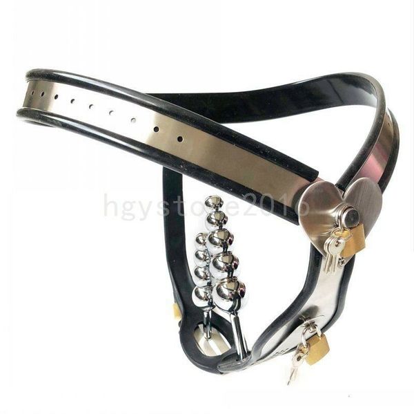 Dispositifs de chasteté Dispositif de ceinture de chasteté féminine Pantalon en acier inoxydable Dos avec prise amovible A875
