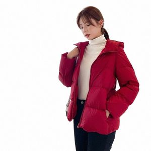 Nouveau manteau d'hiver femme 90% duvet de canard veste bouffante vestes légères surdimensionnées Parkas à capuche Parka décontracté Baggy vêtements d'extérieur b9EF #