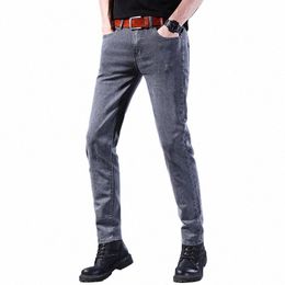 Nouveau Fi Marque Slim Gris Bleu Skinny Jeans Hommes Busin Casual Classique Cott Tendance Élastique Jeunes Crayon Denim Pantalon e3Vd #