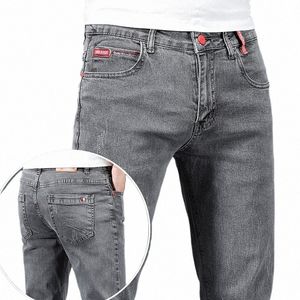 Nouveau Fi Marque Slim Gris Bleu Skinny Jeans Hommes Busin Casual Classique Cott Tendance Élastique Jeunes Crayon Denim Pantalon b6Bw #