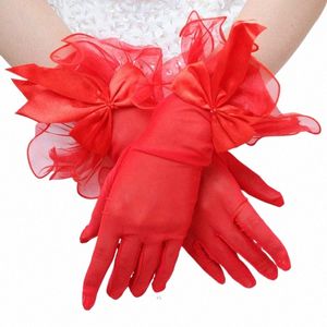 Nouveaux gants de mariée Fi dentelle Bow-noeud avec doigts court blanc gant de mariage Dr Accories Photo Lady Party Gant 68oM #