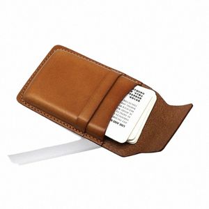 Nouveau étui de carte Fi Busin Gétille en cuir vintage Men petit support de carte de crédit 100% Cowskin Retro Women Mini Coin Gurse H9CP #