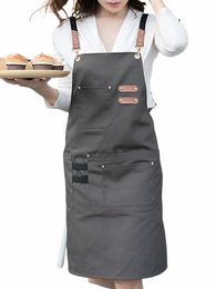 Nieuwe Fi Canvas Keuken Aprs Voor Vrouw Mannen Chef Werk Apr Voor Grill Restaurant Bar Shop Cafes Schoonheid Nagels stus Uniform S1WY #
