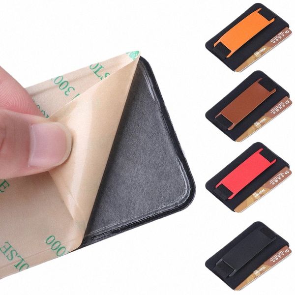 Nouveau Fi Titulaire de la carte élastique Universal Cell Phe Holder ID Card Holder Cellphe Pocket Card Pouch Adhésif Autocollant U7R7 #