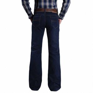 Nouveau Fi Pantalon évasé Jeans décontractés pour hommes Lâche Baggy Denim Pantalon Streetwear Automne Hiver Vêtements chauds G9nF #