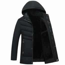 Nouveau Fi Fleece Manteau d'hiver à capuche hommes épais chaud hommes veste d'hiver coupe-vent cadeau pour père mari Parka coupe-vent Parkas C54h #