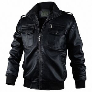 Veste en cuir Fi pour hommes, automne-hiver, veste de moto pour hommes, motard chaud, coupe-vent, manteau en cuir PU, vêtements d'extérieur noir XL n74s #