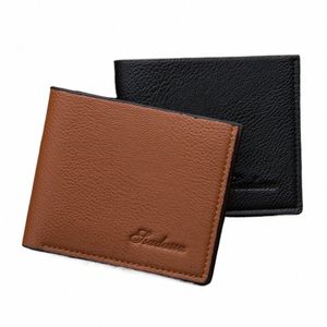 NOUVEAU FI MEN COMPORTEUR COURT PU CUIR PU Small Mey Sac Ultra-Thin Wallet ID Bank Carte Small Coin Purse Purse V8DX # V8DX #