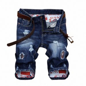 Nieuwe Fi Heren Gescheurde Korte Jeans Merk Kleding Bermuda Zomer 90% Cott Shorts Ademende Denim Shorts Mannelijke Maat 28-38 k005 #