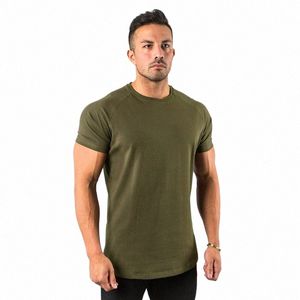 Nieuwe Fi Plain Tops Tees Fitn Heren T-shirt Korte Mouw Spier Joggers Bodybuilding T-shirt Mannelijke Gym Kleding Slim Fit shirt K0Jf #