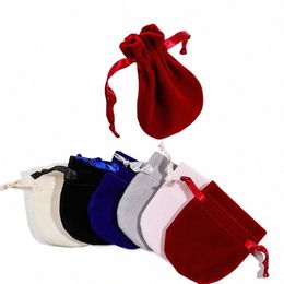 Nouveau Fi Round Veet Sac Pochettes à cordon Pochette de rangement portable Sac d'emballage de bijoux Sac de protection contre la poussière Collier Wrap Bag 49Zh #