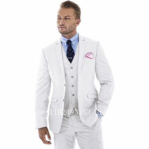 Nouveau Fi Blanc Hommes Costumes Slim Fit 3 Pièces Revers Cranté Classique Formelle Élégante Groomsmen Mariage Dr Costume Costume Homme V5Bg #