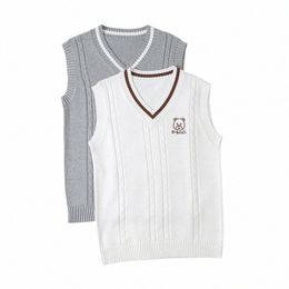 Fi – pull à manches en tricot pour femme, joli ours brodé, Carto japonais, gilet, uniforme Jk, nouvelle collection automne 2021, q946 #