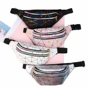 Nuevo Fi Mujeres Paquetes de cintura Fanny Pack Bolsa Hip Monedero Satchel Láser Bolsas de cinturón Patrones geométricos Monedero z1Os #